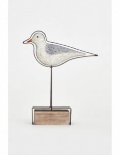 Pájaro y silueta de metal