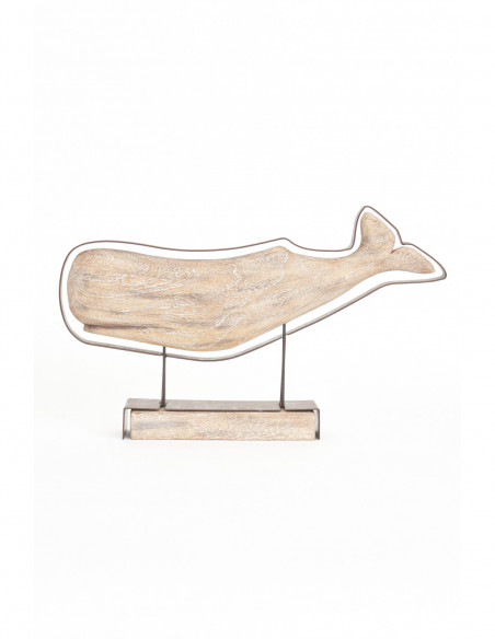 Ballena de madera con silueta metal