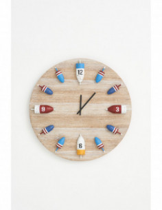 Reloj de madera boyas coloridas