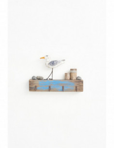 Portallaves marino ave sobre madera