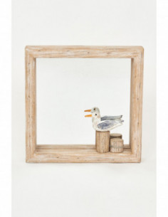 Espejo ave sobre tronco