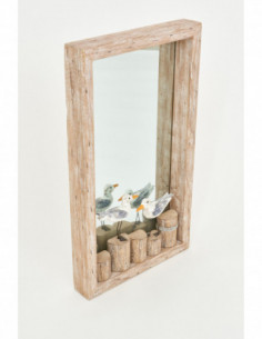 Espejo alargado pájaros sobre madera 2