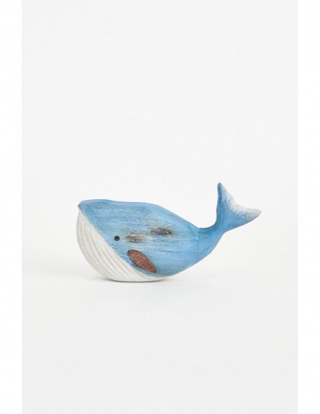 Ballena azulina de madera y metal