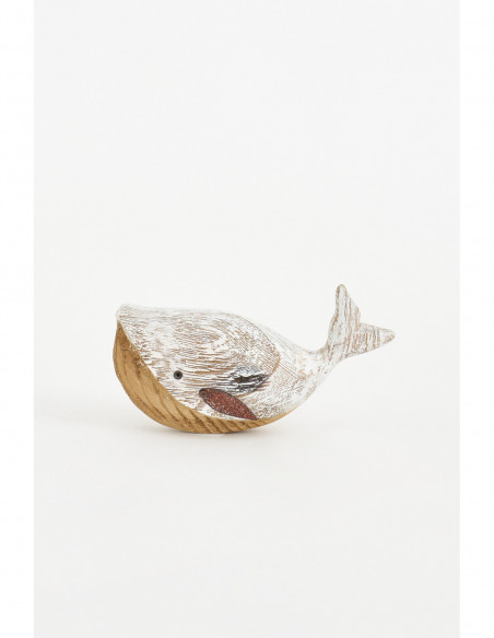 Ballena blanca de madera y metal 