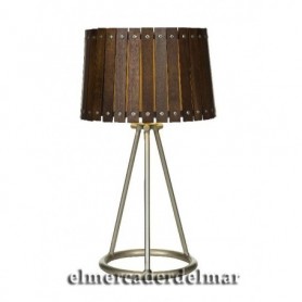 Lámpara náutica sobremesa pantalla madera