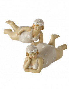 Figura bañista tumbada beige