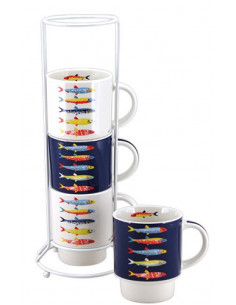 Conjunto de tazas marinas de sardinas  2