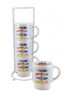 Set 4 tazas de peces largos