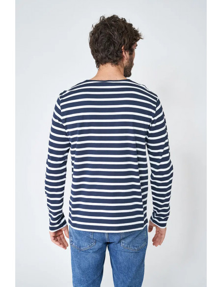 Camiseta derayas manga larga hombre