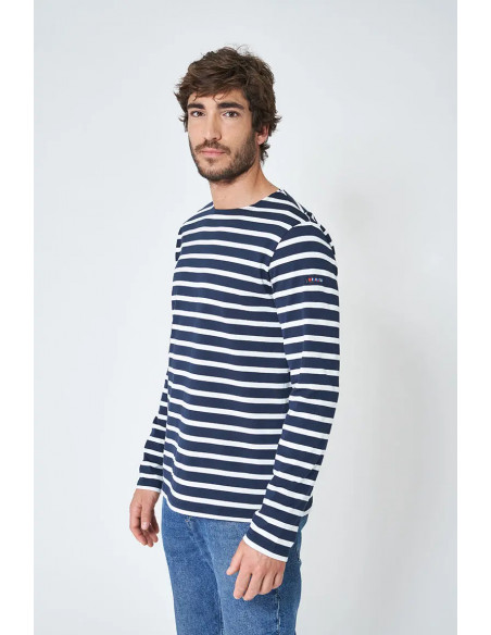 Camiseta derayas manga larga hombre