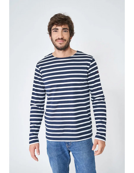 Camiseta derayas manga larga hombre