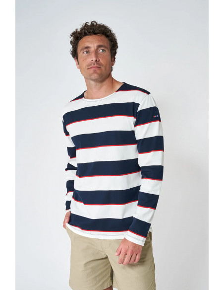 Camiseta derayas manga larga hombre