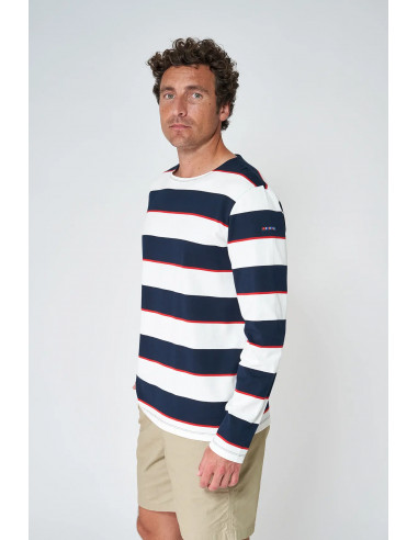Camiseta derayas manga larga hombre