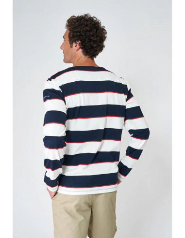 Camiseta derayas manga larga hombre