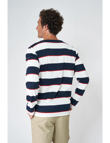 Camiseta derayas manga larga hombre