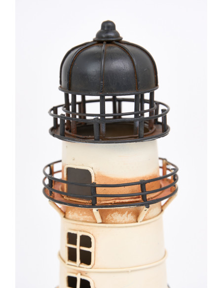Faros de metal pintados con colores marinos