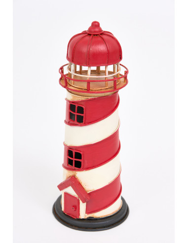 Faros de metal pintados con colores marinos