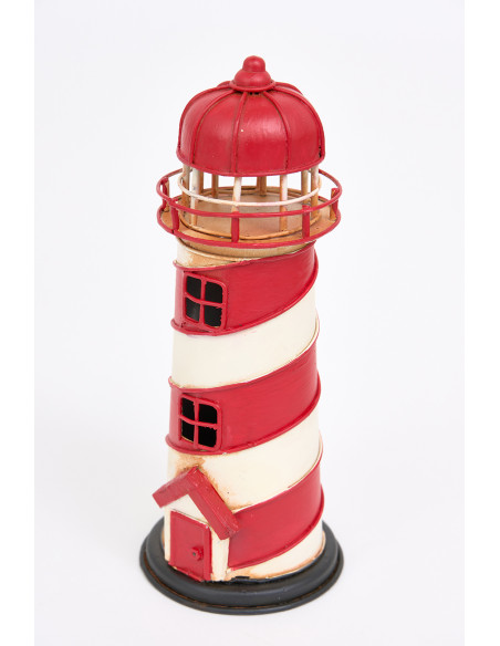 Faros de metal pintados con colores marinos