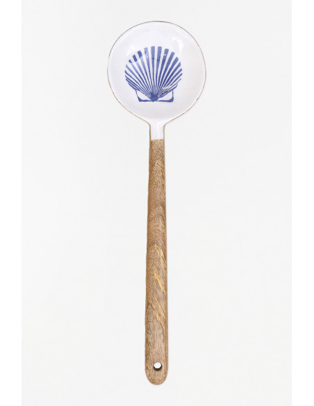 Cuchara de madera esmaltada concha 