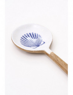 Cuchara de madera esmaltada concha  2