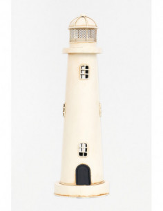 Portavelas faro de metal blanco 