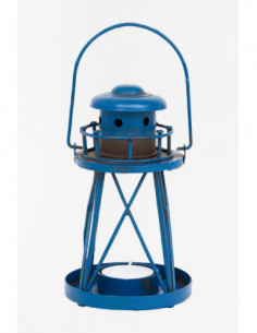 Portavelas de metal azulino 