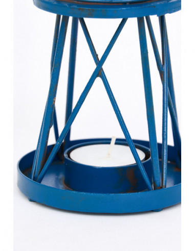 Portavelas metal azul 