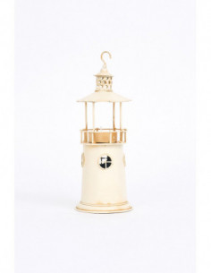 Portavelas faro de metal 