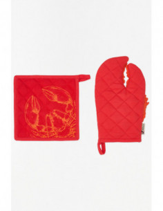 Set de guante y agarradera rojo 