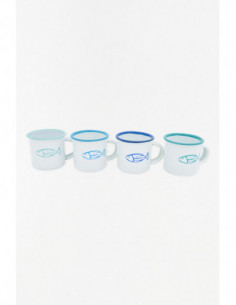 Tazas de metal blanco diseño peces 