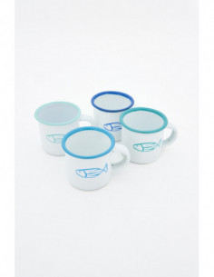Tazas de metal blanco diseño peces  2