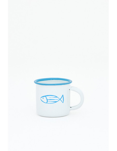  Taza metal blanca pez 