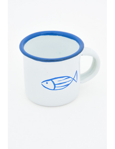  Taza blanca de pez azul 
