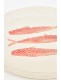 Plato de cerámica con peces rojos  2