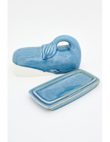  Plato porcelana de ballena azul 