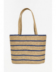 Bolso de yute marrón y azul 