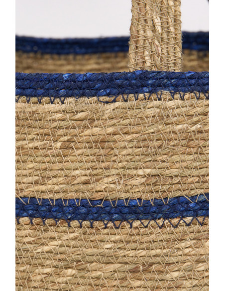  Bolso marrón con líneas azules 