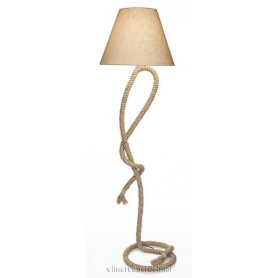 Lámpara marinera de pie en cabo de cáñamo