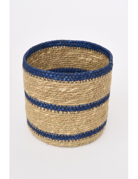 Cesta marrón y azul
