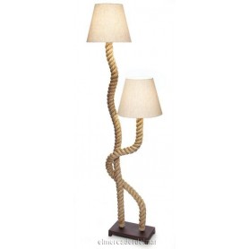 Lámpara marinera de pie en cabo de cáñamo