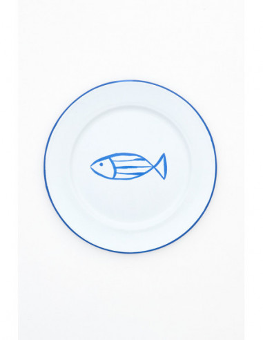  Plato metal azul 