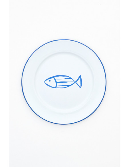  Plato metal azul 