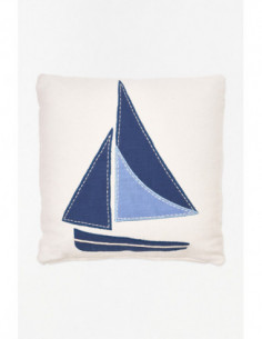 Cojín de algodón con velero navy 