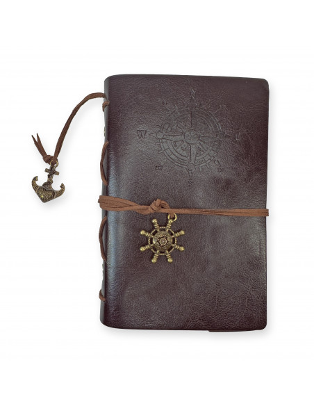 Cuaderno de bitácora vintage rosa de los vientos, regalo náutico