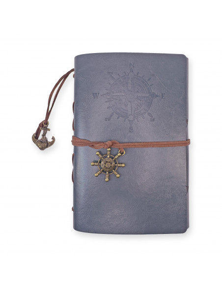 Cuaderno de bitácora vintage rosa de los vientos, regalo náutico