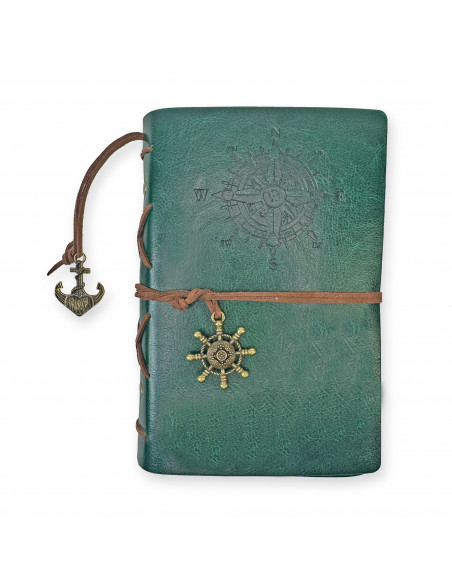 Cuaderno de bitácora vintage rosa de los vientos, regalo náutico