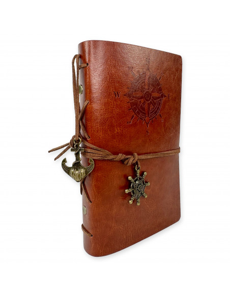 Cuaderno de bitácora vintage rosa de los vientos, regalo náutico