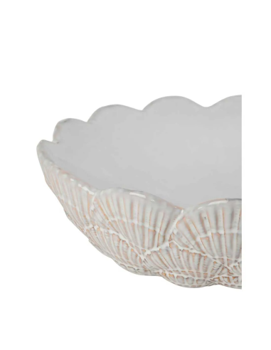 Cuenco de gres blanco con decoración de conchas Ø34 cm