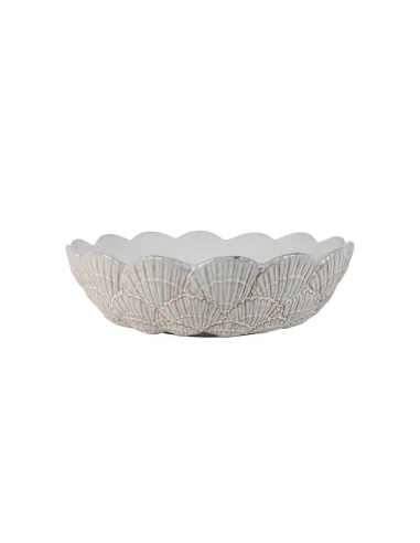 Cuenco de gres blanco con decoración de conchas Ø34 cm