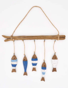 movil de peces madera 